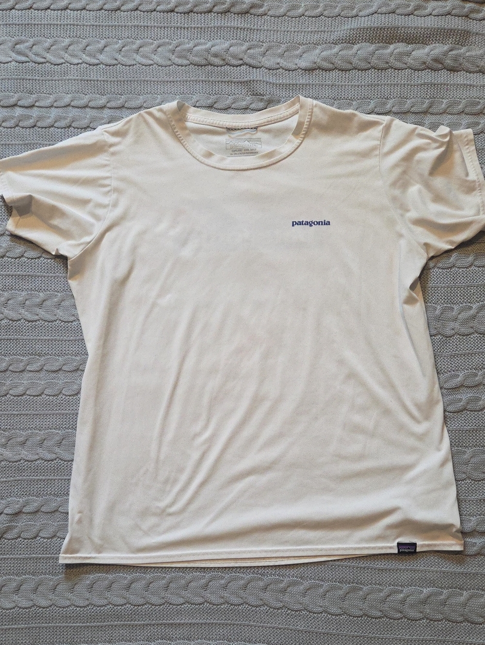 Patagonia Capilene Cool Daily Shirt Women's Large White Wave Logo UPF 50
